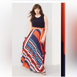 Like new Eliza J tie print jersey and crepe maxi dress in 20W.